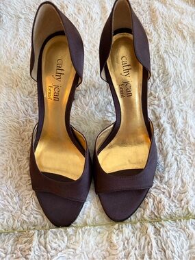Cathy Jean Deep Purple/Maroon Satin D'Orsay Open-Toe Heels